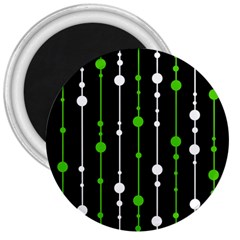 Green, White And Black Pattern 3  Magnets