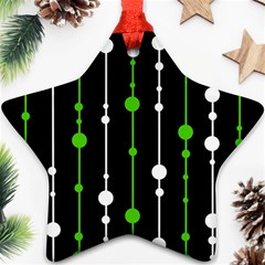 Green, White And Black Pattern Ornament (star) 