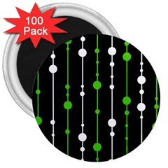 Green, White And Black Pattern 3  Magnets (100 Pack)