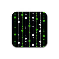 Green, White And Black Pattern Rubber Coaster (square) 