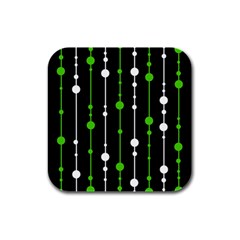 Green, White And Black Pattern Rubber Square Coaster (4 Pack) 