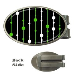 Green, White And Black Pattern Money Clips (oval) 