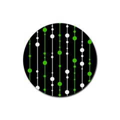 Green, White And Black Pattern Rubber Round Coaster (4 Pack) 