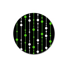 Green, White And Black Pattern Magnet 3  (round)