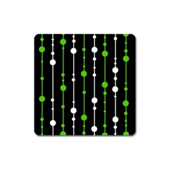 Green, White And Black Pattern Square Magnet by Valentinaart