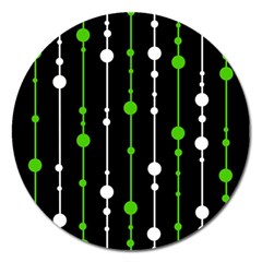 Green, White And Black Pattern Magnet 5  (round)