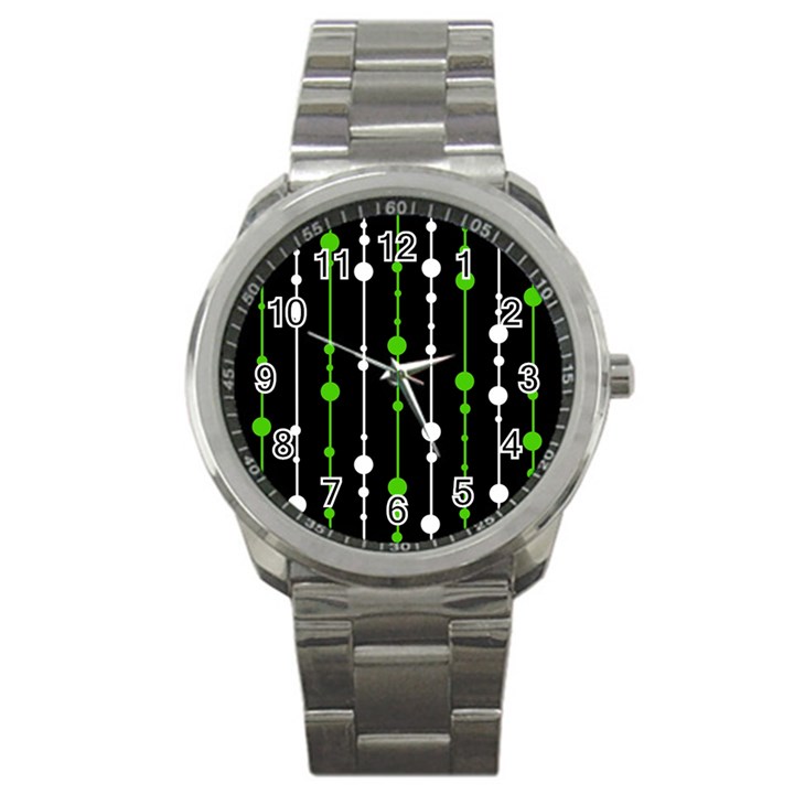 Green, white and black pattern Sport Metal Watch