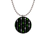 Green, white and black pattern Button Necklaces Front