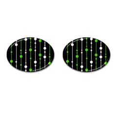 Green, White And Black Pattern Cufflinks (oval)