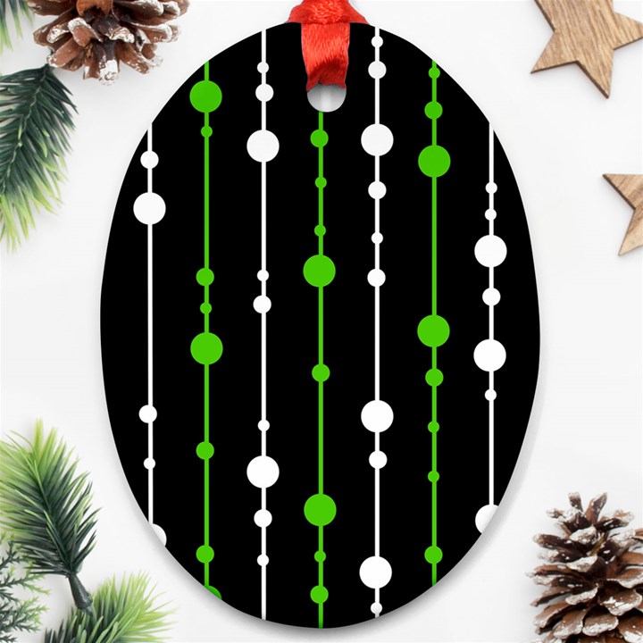 Green, white and black pattern Oval Ornament (Two Sides)