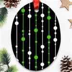 Green, white and black pattern Oval Ornament (Two Sides) Back