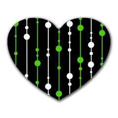 Green, White And Black Pattern Heart Mousepads