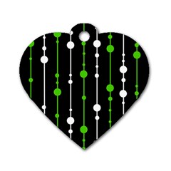 Green, White And Black Pattern Dog Tag Heart (one Side)