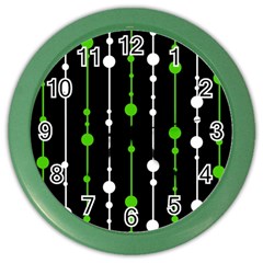 Green, White And Black Pattern Color Wall Clocks by Valentinaart