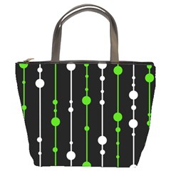 Green, White And Black Pattern Bucket Bags