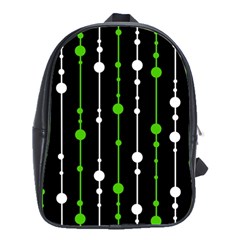 Green, White And Black Pattern School Bags(large)  by Valentinaart