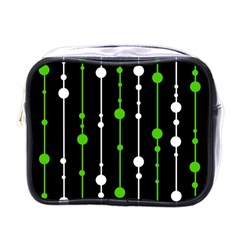 Green, White And Black Pattern Mini Toiletries Bags by Valentinaart