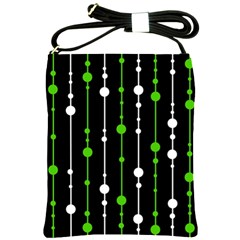 Green, White And Black Pattern Shoulder Sling Bags