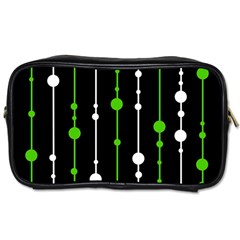 Green, White And Black Pattern Toiletries Bags