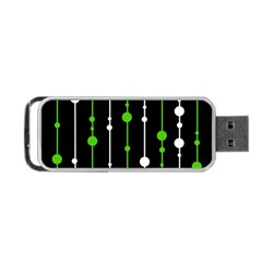 Green, White And Black Pattern Portable Usb Flash (one Side) by Valentinaart