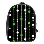 Green, white and black pattern School Bags (XL)  Front