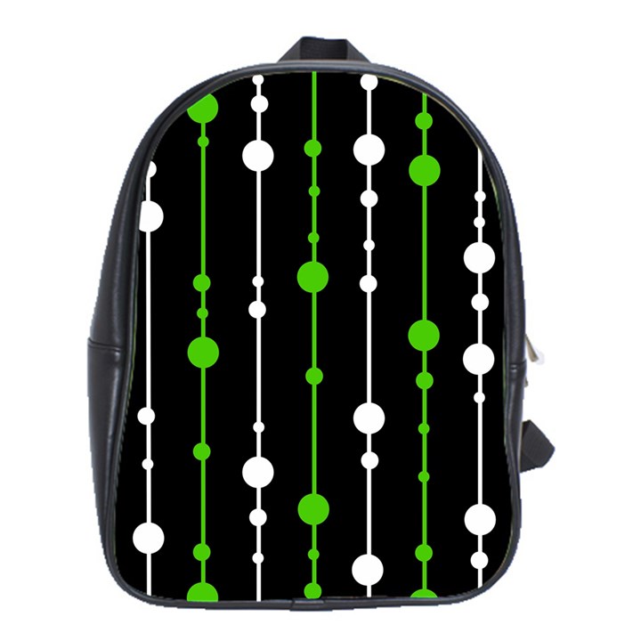 Green, white and black pattern School Bags (XL) 