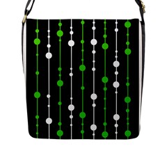 Green, White And Black Pattern Flap Messenger Bag (l) 