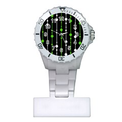 Green, White And Black Pattern Plastic Nurses Watch