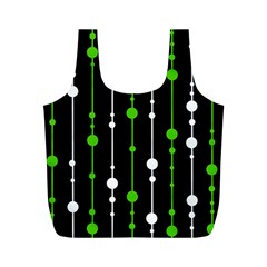 Green, White And Black Pattern Full Print Recycle Bags (m)  by Valentinaart