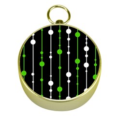 Green, White And Black Pattern Gold Compasses