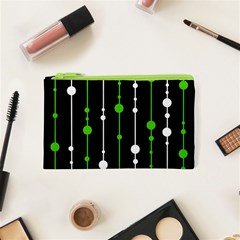 Green, White And Black Pattern Cosmetic Bag (xs)