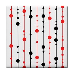 Red, Black And White Pattern Tile Coasters by Valentinaart