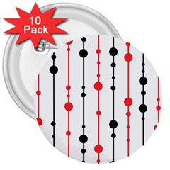 Red, Black And White Pattern 3  Buttons (10 Pack)  by Valentinaart