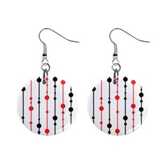 Red, Black And White Pattern Mini Button Earrings by Valentinaart