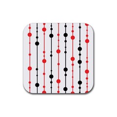 Red, Black And White Pattern Rubber Coaster (square)  by Valentinaart