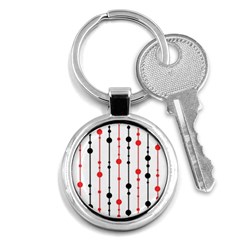 Red, Black And White Pattern Key Chains (round)  by Valentinaart