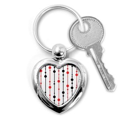 Red, Black And White Pattern Key Chains (heart) 