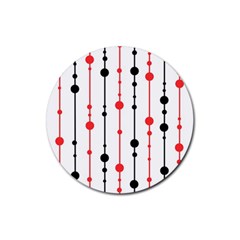 Red, Black And White Pattern Rubber Coaster (round)  by Valentinaart