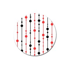 Red, Black And White Pattern Magnet 3  (round)