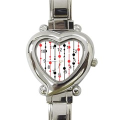 Red, Black And White Pattern Heart Italian Charm Watch