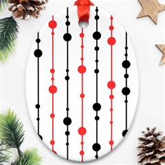 Red, Black And White Pattern Oval Ornament (two Sides)