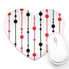 Red, Black And White Pattern Heart Mousepads by Valentinaart