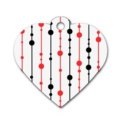 Red, Black And White Pattern Dog Tag Heart (one Side)