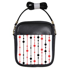 Red, Black And White Pattern Girls Sling Bags