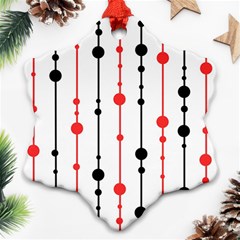 Red, Black And White Pattern Snowflake Ornament (2-side)