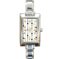 Yellow, Black And White Pattern Rectangle Italian Charm Watch