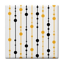 Yellow, Black And White Pattern Tile Coasters by Valentinaart