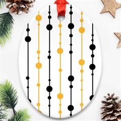 Yellow, Black And White Pattern Ornament (oval) 