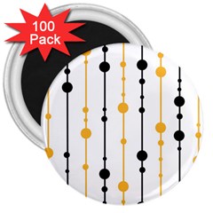 Yellow, Black And White Pattern 3  Magnets (100 Pack)