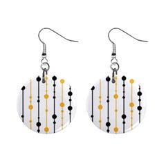 Yellow, Black And White Pattern Mini Button Earrings